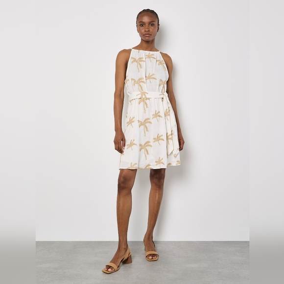 Embroidered Palm Trees High Neck Dress - Picture 4 of 4